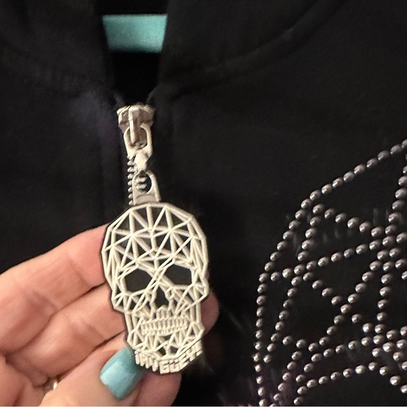 AyGuey made in Mexico full-zip sweatshirt jacket with studded skulls men’s XL - Picture 9 of 14